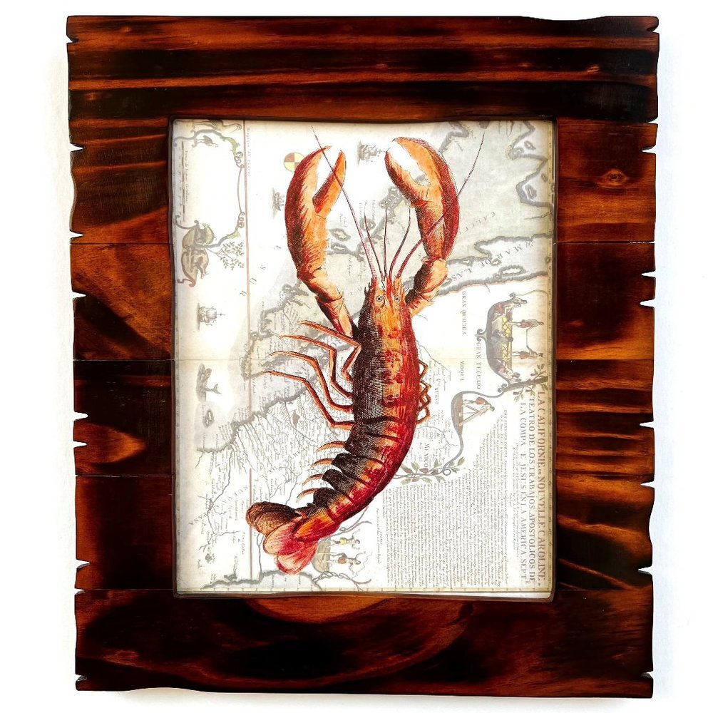 Lobster Print & Unique WOOD FRAME